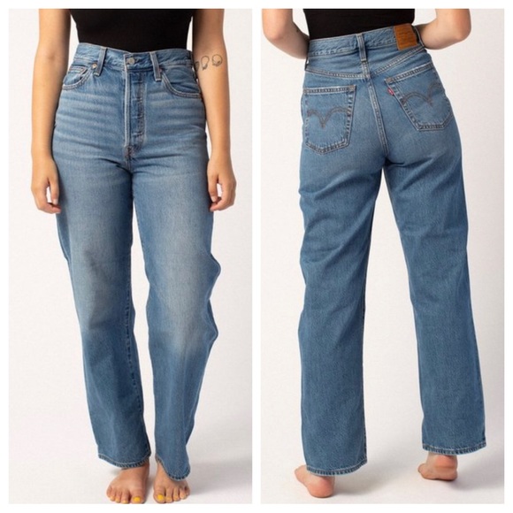 Levi’s Ribcage Straight Ankle Jeans Button Fly High Waist 32 - Picture 1 of 13